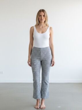 Zara Heather Gray blue Knit Flare Pants size small